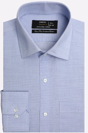 Blue Self Textured Formal Shirt