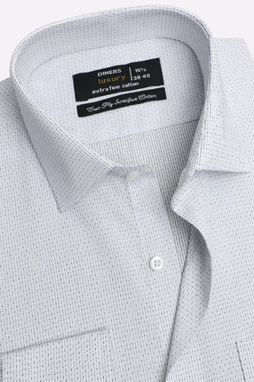 White Self Textured Formal Shirt