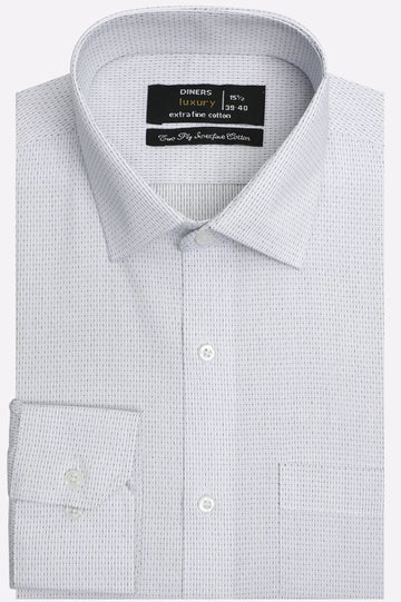 White Self Textured Formal Shirt