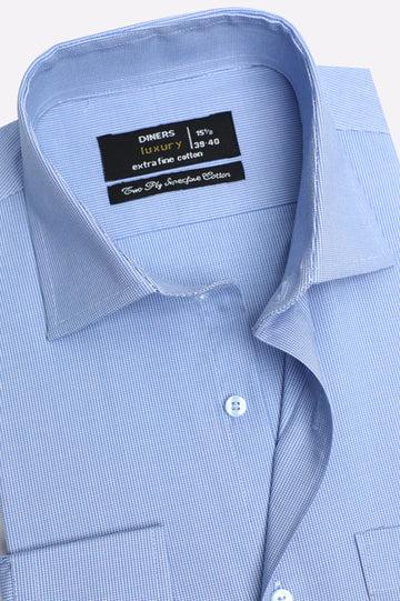 Blue Houndstooth Check Formal Shirt