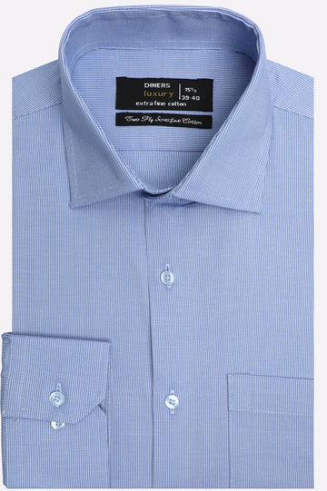 Blue Houndstooth Check Formal Shirt