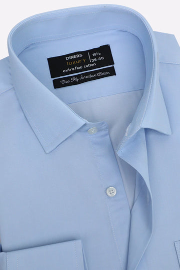Sky Blue Self Formal Shirt