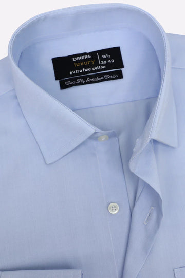 Sky Blue Self Textured Formal Shirt