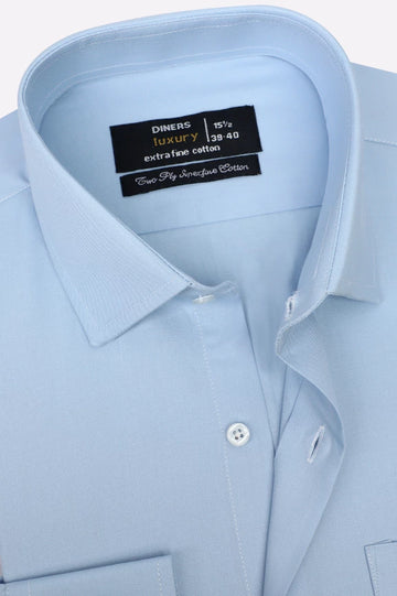 Sky Blue Self Textured Formal Shirt