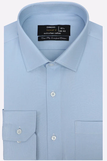 Sky Blue Self Textured Formal Shirt