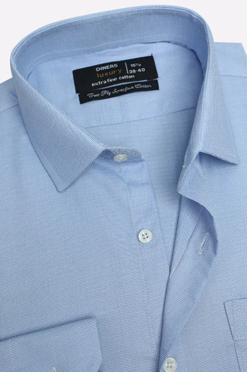 Sky Blue Self Textured Formal Shirt