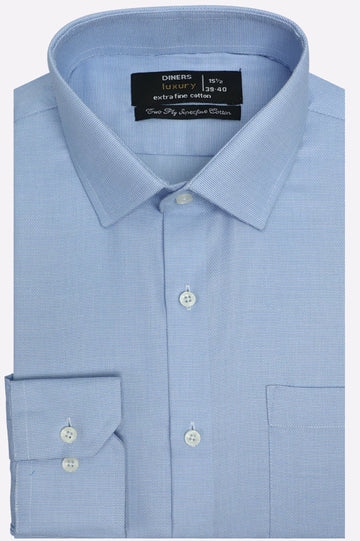 Sky Blue Self Textured Formal Shirt