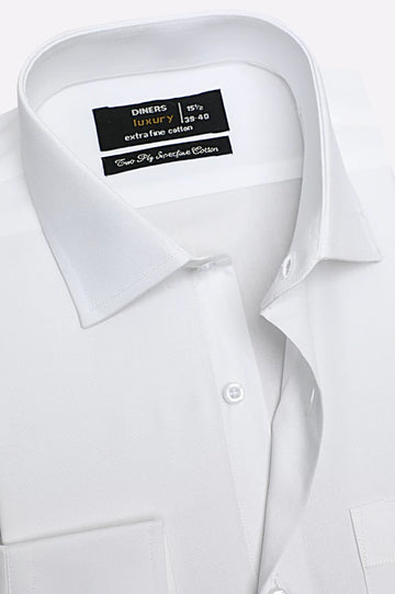 White Self Textured Formal Shirt