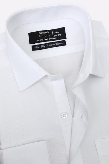 White Self Textured Formal Shirt