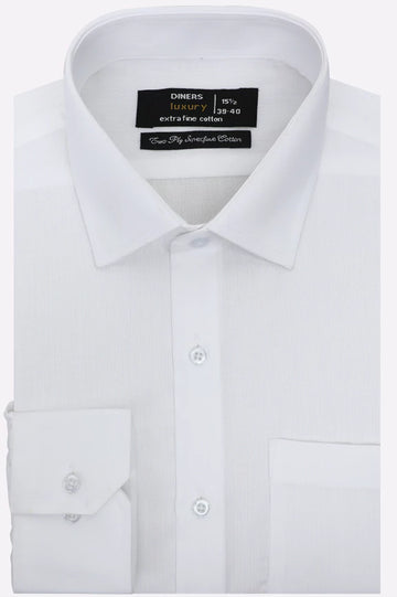 White Self Textured Formal Shirt