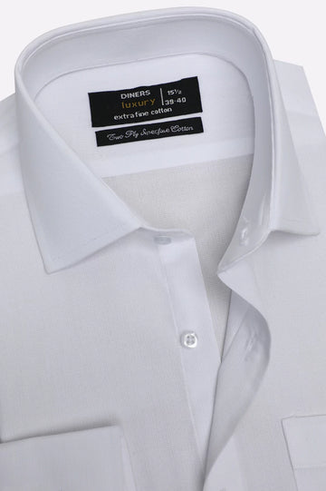 White Self Textured Formal Shirt
