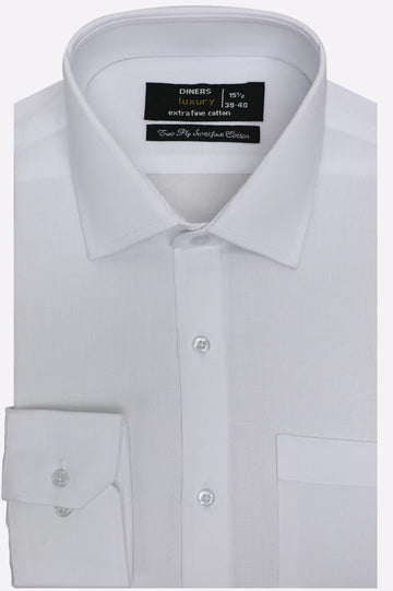 White Self Textured Formal Shirt