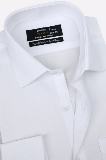 White Self Textured Formal Shirt