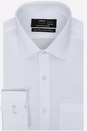 White Self Textured Formal Shirt