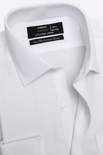 White Self Textured Formal Shirt