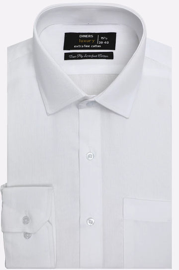 White Self Textured Formal Shirt