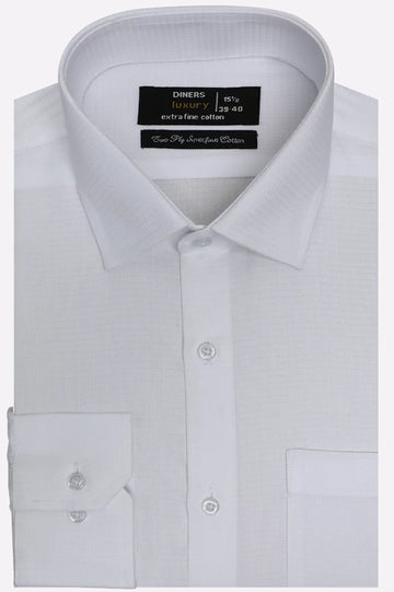 White Self Textured Formal Shirt
