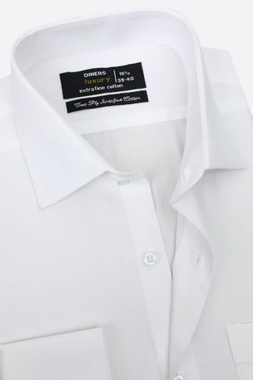 White Self Textured Formal Shirt