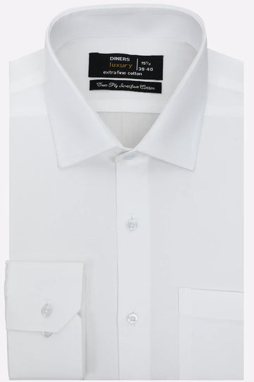 White Self Textured Formal Shirt