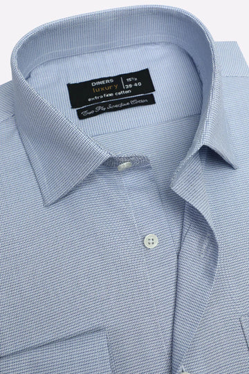 Blue Dobby Self Formal Shirt
