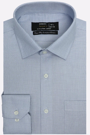 Blue Dobby Self Formal Shirt