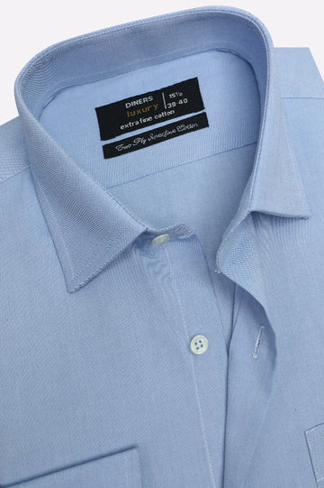 Blue Dobby Self Formal Shirt