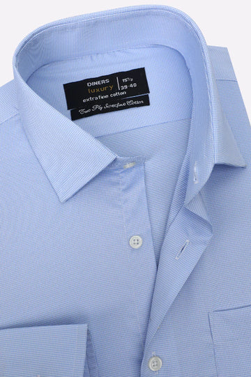 Sky Blue Houndstooth Check Formal Shirt