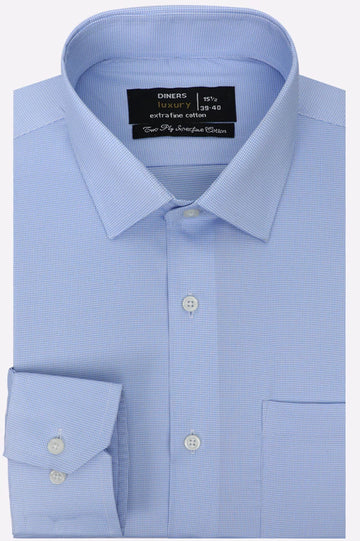 Sky Blue Houndstooth Check Formal Shirt