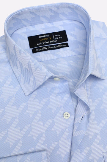 Blue Cotton Twill Weave Formal Shirt