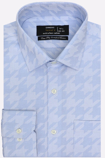 Blue Cotton Twill Weave Formal Shirt
