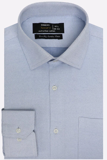 Blue Self Textured Formal Shirt