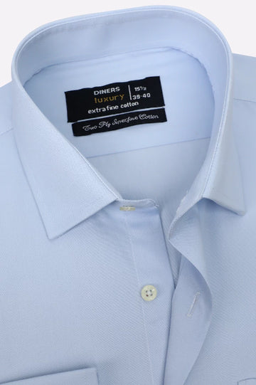 Sky Blue Twill Textured Formal Shirt