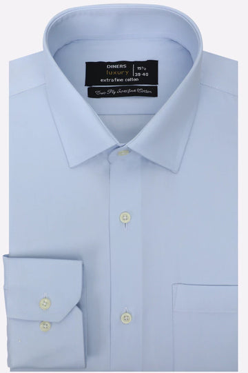 Sky Blue Twill Textured Formal Shirt