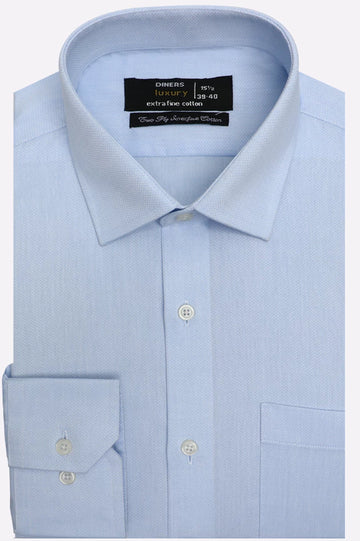 Sky Blue Self Textured Formal Shirt
