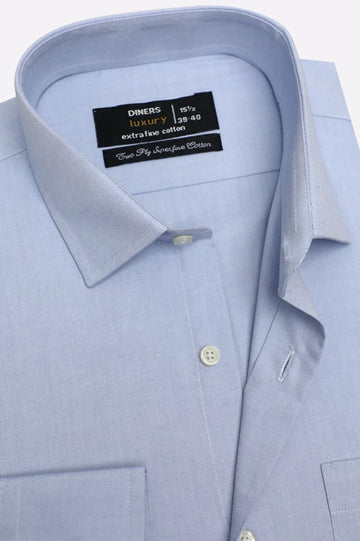 Sky Blue Self Textured Formal Shirt