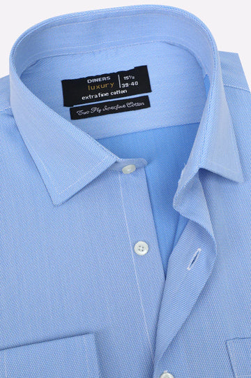 Sky Blue Self Textured Formal Shirt