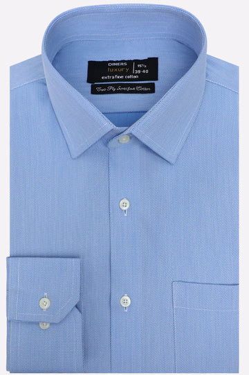 Sky Blue Self Textured Formal Shirt