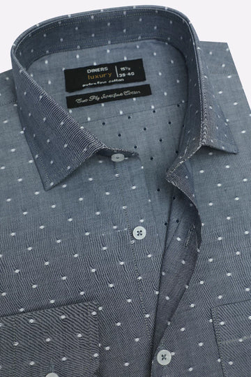 Dark Blue Dobby Self Formal Shirt