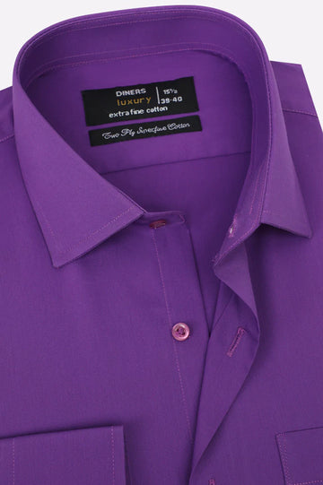 Purple Self Textured Formal Shirt