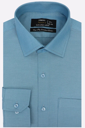 Blue Self Textured Formal Shirt