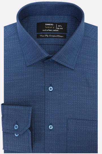 Blue Self Textured Formal Shirt