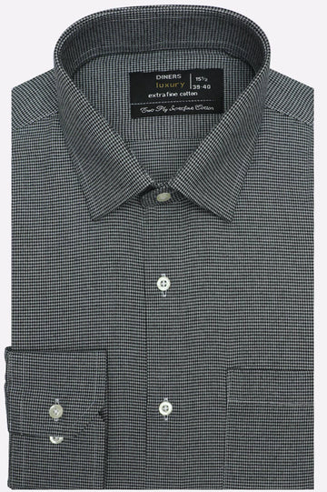 Black Houndstooth Check Formal Shirt
