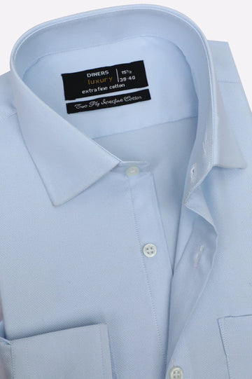 Sky Blue Self Textured Formal Shirt