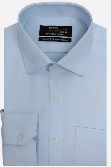 Sky Blue Self Textured Formal Shirt