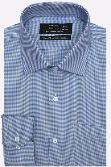 Blue Self Textured Formal Shirt