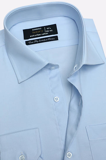 Sky Blue Self Textured Formal Shirt