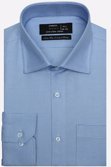 Blue Self Textured Formal Shirt