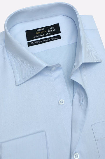 Sky Blue Self Textured Formal Shirt