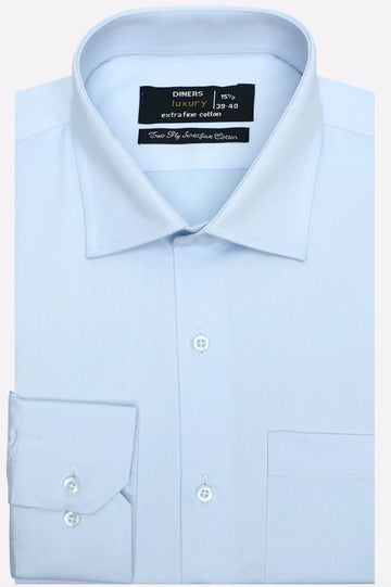 Sky Blue Self Textured Formal Shirt