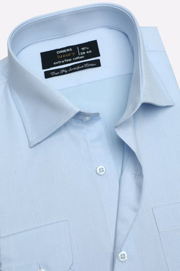 Sky Blue Self Textured Formal Shirt